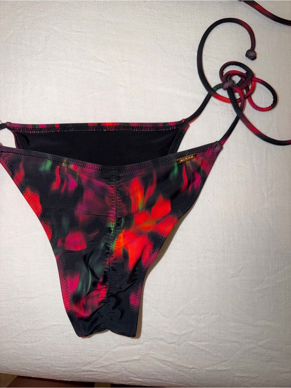 White Fox | Black Bikini with Red, Pink & Green Floral Accents - Picture 4 of 4